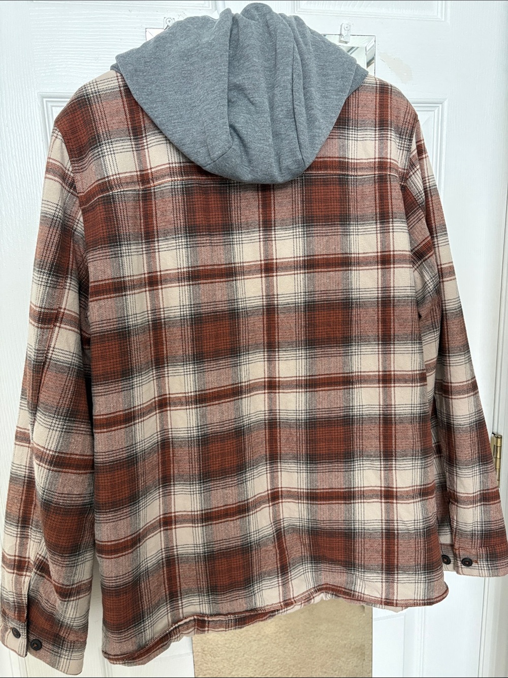 Men’s Levi’s Strauss & Co. Sherpa-Lined Plaid Jacket - Cream & Rust Size M - Picture 2 of 5